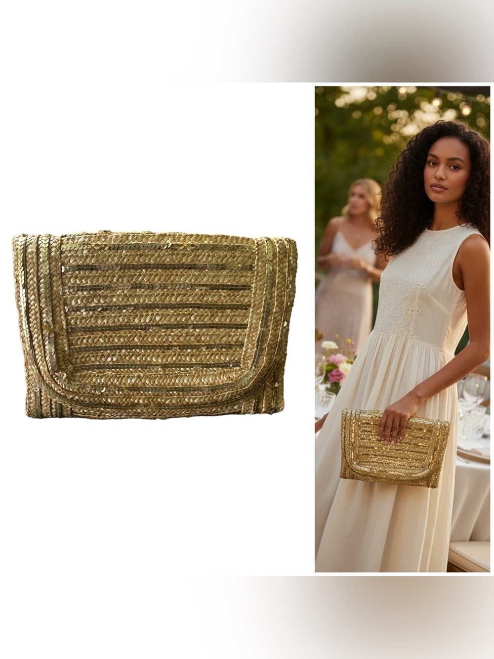 Limited Edition  Straw w/sequence Clutch
